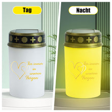 Carica l'immagine nel visualizzatore di Gallery, Yuragim 2 candele a LED a energia solare, per cimitero, impermeabile, con picchetto per esterni, decorazione funeraria, 