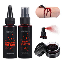 Carica l&#39;immagine nel visualizzatore di Gallery, BOBISUKA Halloween Sangue Finto Lavabile 3 Pz: 1 Plasma Coagulato+1 Spray di Sangue Finto+1 Sangue Finto Gocciolante Sicuro per Carnevali, Film, Teatro, Scherzi, Ferite Simulate