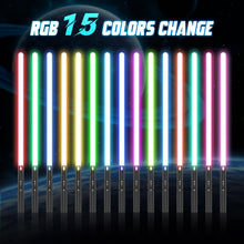 Carica l'immagine nel visualizzatore di Gallery, Spada Laser RGB 15 colori, Spada laser ricaricabile USB con manico metallico, con modalità Suoni Duello FX spada laser g