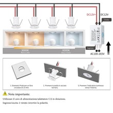 Carica l'immagine nel visualizzatore di Gallery, Mini Faretti Led Da Incasso 12V 1W IP65 9Pz Bianco Fredda 6000K 120°
