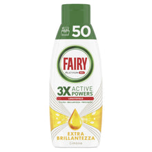 Carica l'immagine nel visualizzatore di Gallery, Fairy Platinum Gel Lavastoviglie, 50 Lavaggi, Extra Brillantezza, Limone