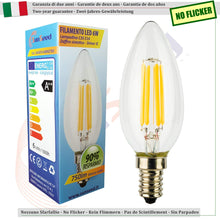 Carica l'immagine nel visualizzatore di Gallery, SUNSEED 10x Lampadina E14 Filamento LED 6W Candela C35 806 Lm Luce Calda 2700K, 60W Equivalente