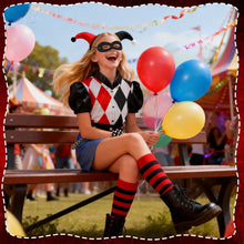Carica l'immagine nel visualizzatore di Gallery, Costume da Clown, costume da cosplay con parrucca, camicia, pantaloncini e accessori per Halloween e Carnevale Cosplay