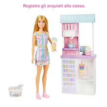 Carica l&#39;immagine nel visualizzatore di Gallery, Barbie - Playset Gelateria con Bambola con Macchina per Gelato, Accessori, 2 Tipi di Pasta Modellabile, Giocattolo e Regalo per Bambini 4+ Anni, HCN46