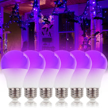 Carica l'immagine nel visualizzatore di Gallery, Lampadina nera UV da 9 W, luce viola, E27 Black Night Light Bulb 395 nm Black Light Light for Body Paint, Children's Bir