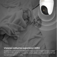 Carica l'immagine nel visualizzatore di Gallery, Tenda CP7 Telecamera WiFi Interno 4MP 360° Pan Tilt con Visione Notturna e Audio Bidirezionale, Rilevamento AI, Compatib