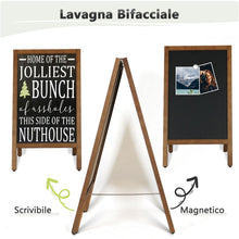 Carica l'immagine nel visualizzatore di Gallery, Lavagna nera con cavalletto, 50x76cm Lavagna magnetica bifacciale, lavagna cancellabile con cornice in legno per ristoranti e negozi all'aperto