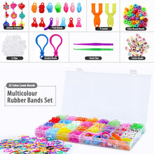 Carica l&#39;immagine nel visualizzatore di Gallery, 2500pcs Elastici per Braccialetti, Bracciale Elastici Colorati Bands Kit, fai da te Bambina Elastici di Gomma Bracciale Lavorare a Maglia Fare Braccialetti Perline Giocattolo