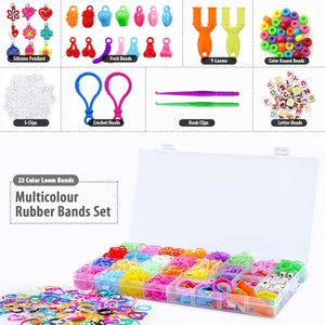 2500pcs Elastici per Braccialetti, Bracciale Elastici Colorati Bands Kit, fai da te Bambina Elastici di Gomma Bracciale Lavorare a Maglia Fare Braccialetti Perline Giocattolo