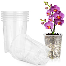 Carica l'immagine nel visualizzatore di Gallery, AOOWU 6 Pezzi Vaso per Orchidee Trasparenti, 12 CM Vaso Trasparenti per Piantine con Foro di Drenaggio, Plastica Kit di 