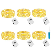 Carica l'immagine nel visualizzatore di Gallery, litogo 6 Pezzi Stringa Luci LED a Batteria con 3 Modalità, 2M 20 LED Lucine Decorative a Batteria, Filo di Rame Mini Led