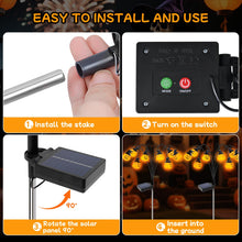 Carica l'immagine nel visualizzatore di Gallery, Fohil Halloween Decorazioni di Zucca, 2 Pezzi 16LED Lampade Solari Esterni, Luci Decorative per Halloween, Lanterna di Z