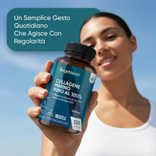 Carica l'immagine nel visualizzatore di Gallery, Collagene Marino Idrolizzato da 1200mg per Dose, 100% Puro, in 120 Capsule, Peptidi di Collagene Idrolizzato di Tipo 1 e 3 (2 Mesi di Scorta), Privo di Magnesio Stearato e Senza Glutine né Additivi