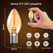 Carica l'immagine nel visualizzatore di Gallery, Bonlux Lampadina E14 LED 0,5W, Lampadine Attacco Piccolo Luce Soffusa Calda 2200K, Lampadina Vintage Candela per Notturn