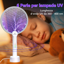 Carica l'immagine nel visualizzatore di Gallery, GooQand Racchetta Zanzare Elettrica 4000V, Ricaricabile USB C Racchetta Zanzare Elettric Anti Zanzare, Protezione dal Tatto, Antizanzare per Casa Campeggio Interni ed Esterni