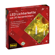 Carica l'immagine nel visualizzatore di Gallery, Idena 38192 - Catena di candele a LED con 30 LED in bianco caldo, 30 candele con morsetti, con spina di rete, per uso interno, come decorazione per l'albero di Natale e il bouquet di Natale