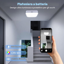 Carica l'immagine nel visualizzatore di Gallery, Toowell Plafoniera LED Soffitto Sensore di Movimento per Luci Senza Fili Lampada da Soffitto Ricaricabile Batteria 5000K