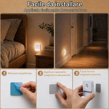 Carica l'immagine nel visualizzatore di Gallery, 4 Pezzi Luce Notturna con Sensore di Movimento, LED Ricaricabile USB C, Bianco Caldo Regolabile, Installazione Magnetica