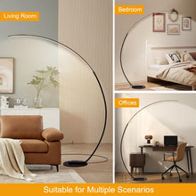 Carica l'immagine nel visualizzatore di Gallery, Linkenail Lampada da Terra ad Arco Salotto, 25W Moderna Piantana LED Dimmerabile Lampada Salotto con Telecomando, 3000K-6000K, Lampada lettura per Soggiorno, Camera da Letto, Ufficio, Nero 170cm