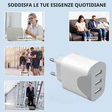 Carica l'immagine nel visualizzatore di Gallery, Caricatore USB 2Pack, 3 Porte Caricabatterie USB Carica Rapido Multiplo Presa Alimentatore per lPhone 14/13/12/11 Pro Ma