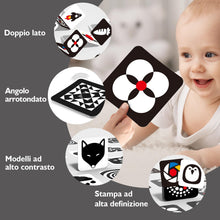 Carica l&#39;immagine nel visualizzatore di Gallery, hahaland Carta Stimolazione Sensoriale Visiva, Flash Cards Neonati, Giochi Neonato 0-3-6 Mesi Carta Nero Bianco Alto Contrasto, 20 Pezzi 40 Immagini