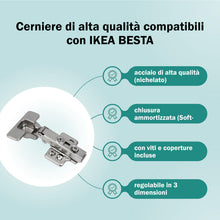 Carica l'immagine nel visualizzatore di Gallery, Cerniera 3D Softclose compatibile con IKEA BESTA