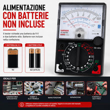 Carica l'immagine nel visualizzatore di Gallery, Topolenashop Multimetro Tester Analogico Portatile con Cavi e Puntali – Voltmetro Amperometro Ohmmetro per Tensione CA/C