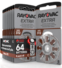 Carica l'immagine nel visualizzatore di Gallery, 64 Batterie per Apparecchi Acustici Rayovac Extra Misura 312-8 Blister da 8 Pile