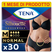 Carica l'immagine nel visualizzatore di Gallery, TENA Silhouette, Noir, Vita Bassa, Taglia M, 30 Mutandine, per Perdite Urinarie, Elasticizzate, Monouso, per Donna