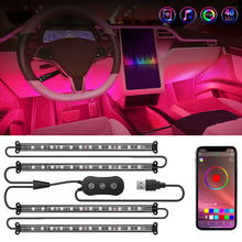 Carica l'immagine nel visualizzatore di Gallery, Nilight 4pcs USB Interior Car Lights 48 LED RGB LED Strips Lights with App Control Music Sound Active Mode Under Dash Fo