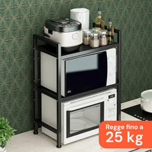 Carica l'immagine nel visualizzatore di Gallery, Avilia Scaffale Cucina Espandibile 3 Ripiani, Porta Microonde con 6 Ganci