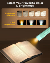 Carica l'immagine nel visualizzatore di Gallery, Glocusent Lampada da lettura ergonomica con batteria da 1600 mAh, 3 colori e 5 luminosità continua, pratico interruttore