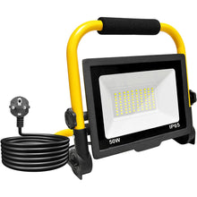 Carica l'immagine nel visualizzatore di Gallery, Faretto LED da Cantiere 50W, Faretto Portatile, Luce di Inondazione Bianca 6000K, 5000LM, Girevole a 360º, Impermeabile 