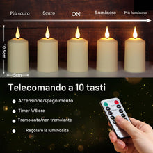 Carica l'immagine nel visualizzatore di Gallery, FREEPOWER 4 Candele LED con timer telecomando tremolante, per esterni, senza fiamma, funzionamento a batteria, luce bian
