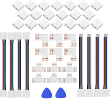 Carica l'immagine nel visualizzatore di Gallery, Amefil Set di connettori LED SMD a 5 pin da 10 mm, senza saldature, splitter L/T, angolo retto, cavo di transizione da s