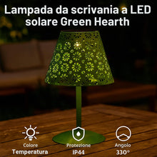 Carica l'immagine nel visualizzatore di Gallery, M mimotec - Lampada solare LED da tavolo Green Hearth, luce calda 2500K, dimmerabile, resistente all’acqua IP44, batteri
