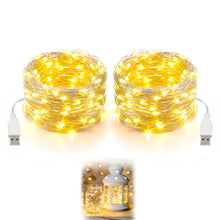 Carica l'immagine nel visualizzatore di Gallery, Catena luminosa a LED per interni, USB 5 m, 50 LED, luce bianca calda, flessibile, filo di rame, per interni con spina, 