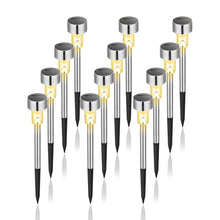 Carica l'immagine nel visualizzatore di Gallery, GIGALUMI - Luci solari per esterni, confezione da 12, in acciaio inox, impermeabili, LED, per giardino, cortile, prato, 