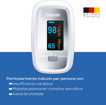 Carica l'immagine nel visualizzatore di Gallery, Beurer PO 30 Saturimetro da Dito Professionale Certificato, Saturazione Ossigeno SpO2 e Frequenza Cardiaca, Display Colorato 4 Viste, Spegnimento Automatico, con Custodia Inclusa, Dispositivo Medico