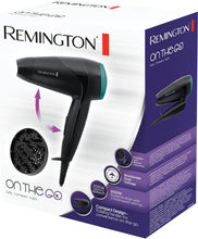 Carica l'immagine nel visualizzatore di Gallery, Remington Asciugacapelli 2000W - Pieghevole e Potente - Asciugacapelli da Viaggio, Bacchetta e Diffusore per styling, 2 livelli di riscaldamento e ventola, On The Go D1500