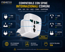 Carica l'immagine nel visualizzatore di Gallery, Adattatore Universale da Viaggio Presa Mondo Spina Italiana 10A 1500W