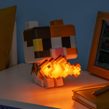 Carica l'immagine nel visualizzatore di Gallery, Paladone Minecraft Cat GloBuddies Light, 15cm Tap‑to‑On Lamp with Light‑Up Fish, AA Battery Powered, Officially Licensed