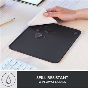 Logitech Mouse Pad - Studio Series, per Computer con Base in Gomma Antiscivolo, Scorrimento Facile, Resistente agli Schizzi, Materiali Durevoli, Portatile, Design Moderno - Grigio