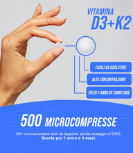 Carica l'immagine nel visualizzatore di Gallery, HerbAmour Vitamina D3 K2 500 Microcompresse 50 mcg 100 mcg