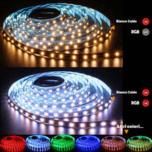 Carica l'immagine nel visualizzatore di Gallery, Striscia LED 24V, 4 in 1, RGBWW RGB + Bianco Caldo 3000K 5M Colori Misti Strisce SMD 5050 IP20 300 LEDs Nastri Luci Colo
