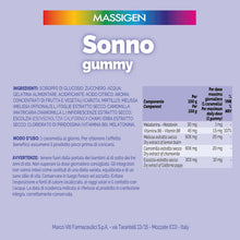 Carica l'immagine nel visualizzatore di Gallery, Massigen - Sonno Gummy, Integratore Alimentare con Melatonina e Estratti Naturali, Due Confezioni 60 Caramelle da 3,3 g, Vitamine Gommose, Gusto Mirtillo, Per Rilassamento e Sonno