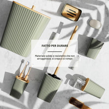 Carica l'immagine nel visualizzatore di Gallery, Clara Clark - Set di accessori da bagno, 20 pezzi, set di tende da doccia, scopino per WC, cestino della spazzatura e dispenser di sapone, colore verde salvia.