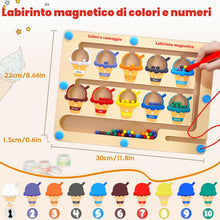 Carica l'immagine nel visualizzatore di Gallery, Labirinto Magnetico dei Colori e dei Numeri - Puzzle montessoriano di Legno per l'apprendimento del conteggio - Giocatto
