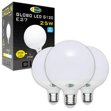 Carica l'immagine nel visualizzatore di Gallery, CLAR - Lampadina Led E27 Sfera Grande, Globo, E27 LED 4000K 25W (Pack 3)
