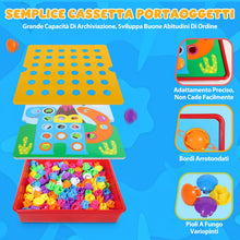 Carica l'immagine nel visualizzatore di Gallery, Valyrane Gioco Mosaico per Bambini 2 3 4 Anni, Chiodini Colorati con 24 Schede e 46 Pezzi, Gioco Educativo per Sviluppar